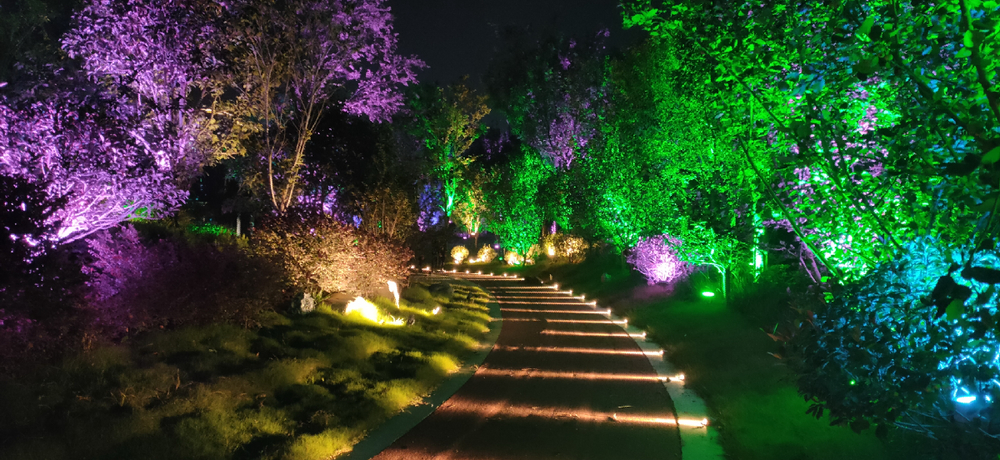 Projekt osvjetljenja noćne scene parka i aplikacije nagrade magične lampe
