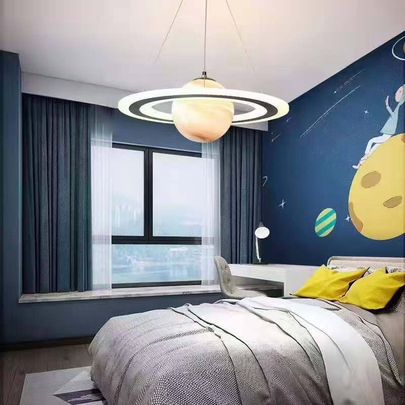 Nordic minimalist modern creative chandelier, planet bedroom room chandelier 223-20230529